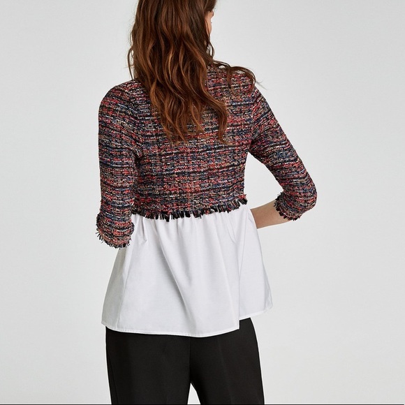 ZARA Tweed & Poplin Top ♥️ - Picture 7 of 16